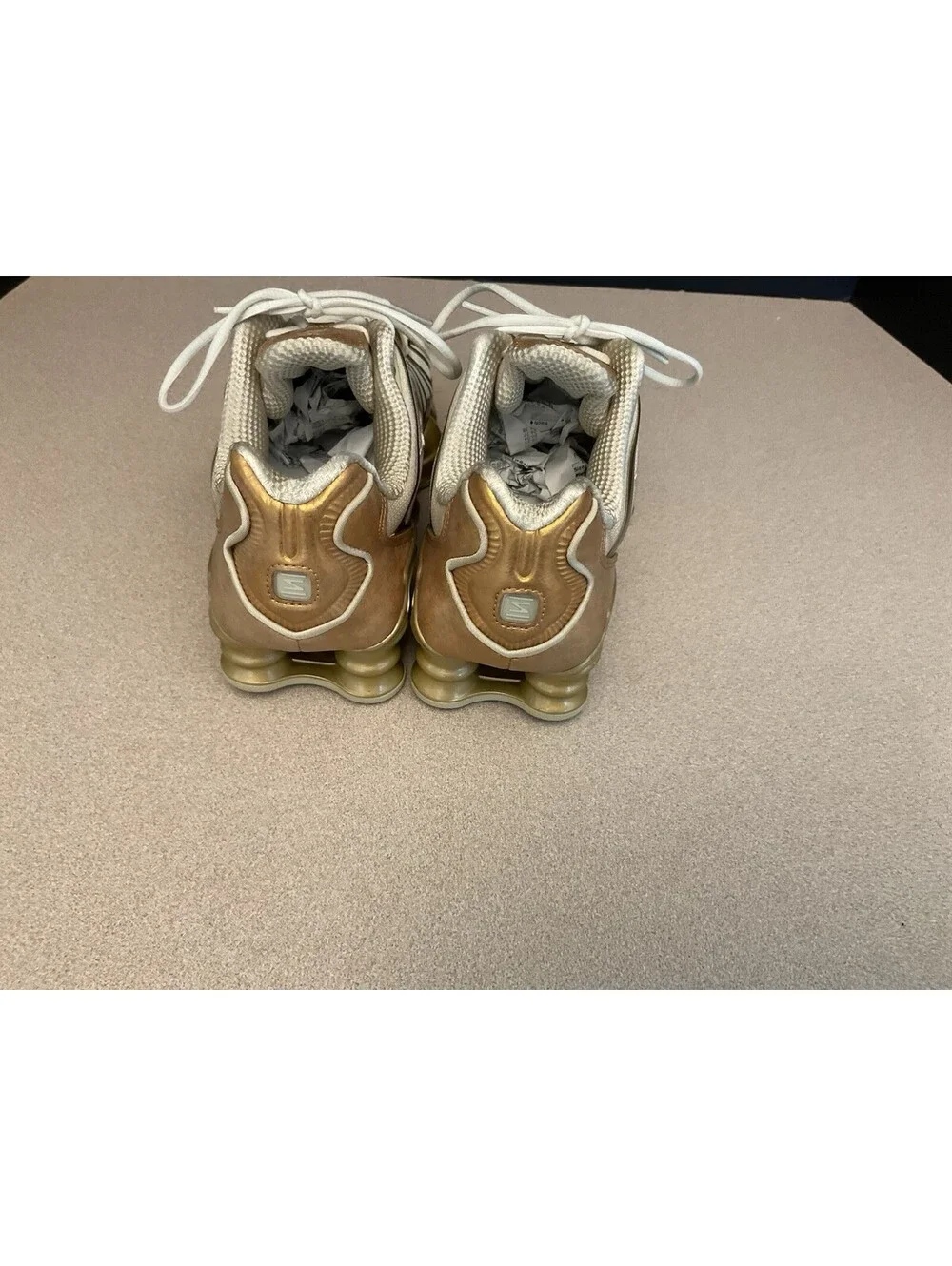 New! Womens Nike Shox TL Coconut Milk Metallic Gold Athletic Shoes. Size 6.5.